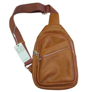 Urban Expressions Zoey Sling Back Backpack Cognac Purse Bag Vegan Leather NWT